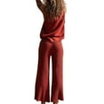 thumbnail image 4 of WCMZJ Women's Summer Sleeveless Sweater Sets Casual Knit Tunic Tops and Wide Leg Pants 2 Piece Outfits Red S, 4 of 4