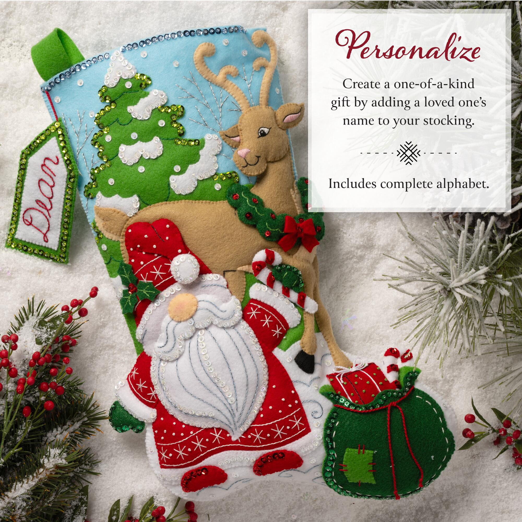 Bucilla Gnomes Snowy Surprise 18 in Multicolor Felt Stocking Kit