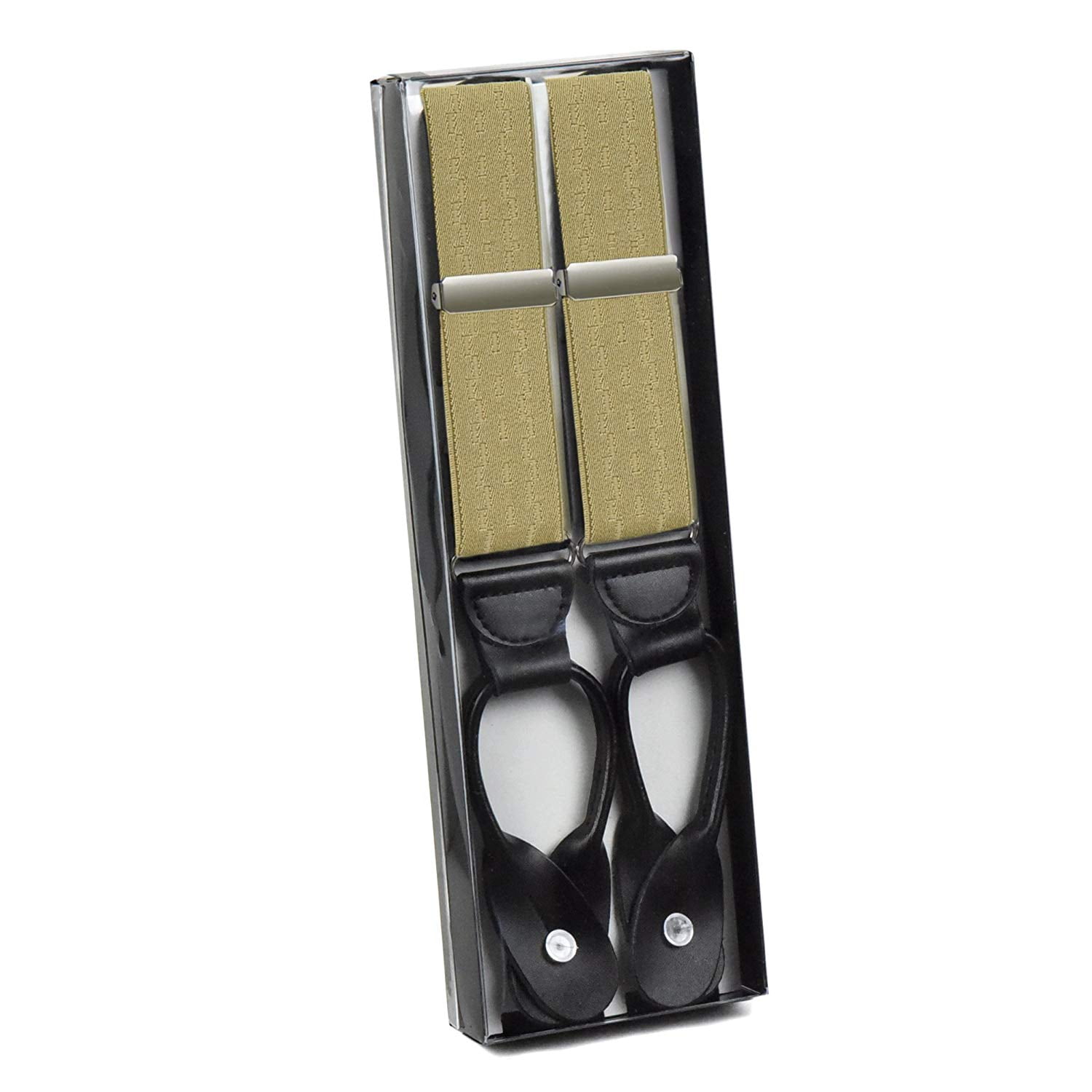 Hold'em 1 ¼ Fancy Stripes Solid Suspenders for Men Y-Back - Tan Wave