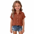 thumbnail image 4 of EnJoCho Toddler Girl Short Sleeve Shirt Girls Linen Shirt Button Down Short Sleeve Cotton Shirts Teen Girl Summer Hawaiian Top Fashion, 4 of 4