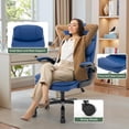 thumbnail image 5 of Ergonomic Office Chair High Back with Lumbar Support, PU Leather Desk Chair, Adjustable Height & Flip-Up Armrests, Swivel Rolling Wheels for Home Office, Computer Gaming Chair (Blue), 5 of 6