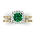thumbnail image 2 of Clara Pucci 14K Yellow/White Gold 1.495 Simulated Emerald Engraveable Engagement Ring + Wedding Band Set, 2 of 7