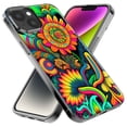 thumbnail image 2 of MUNDAZE Apple iPhone 12 Pro Shockproof Clear Hybrid Protective Phone Case Neon Psychedelic Indie Hippie Sunflowers Cover, 2 of 5