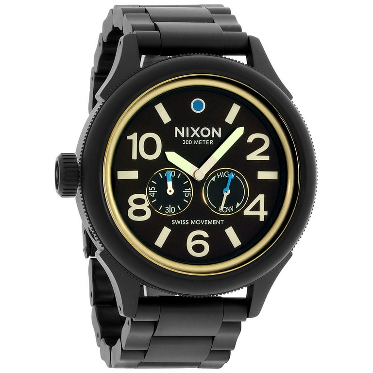 Nixon Men s Watch October Tide All Black Brass Brown A4742209