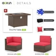 thumbnail image 4 of Aoxun 5 Piece Patio Furniture Set, Outdoor Patio Furniture Sets with Fire Pit, Wicker Patio Furniture, Outdoor Conversation Set with Red Cushions, 4 of 8