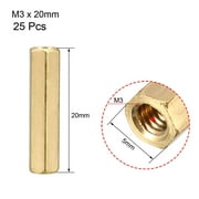 Unique Bargains M3 x 20mm Female Thread Brass Hex Standoff Spacers Rod Spacer Coupler Nut 25Pcs
