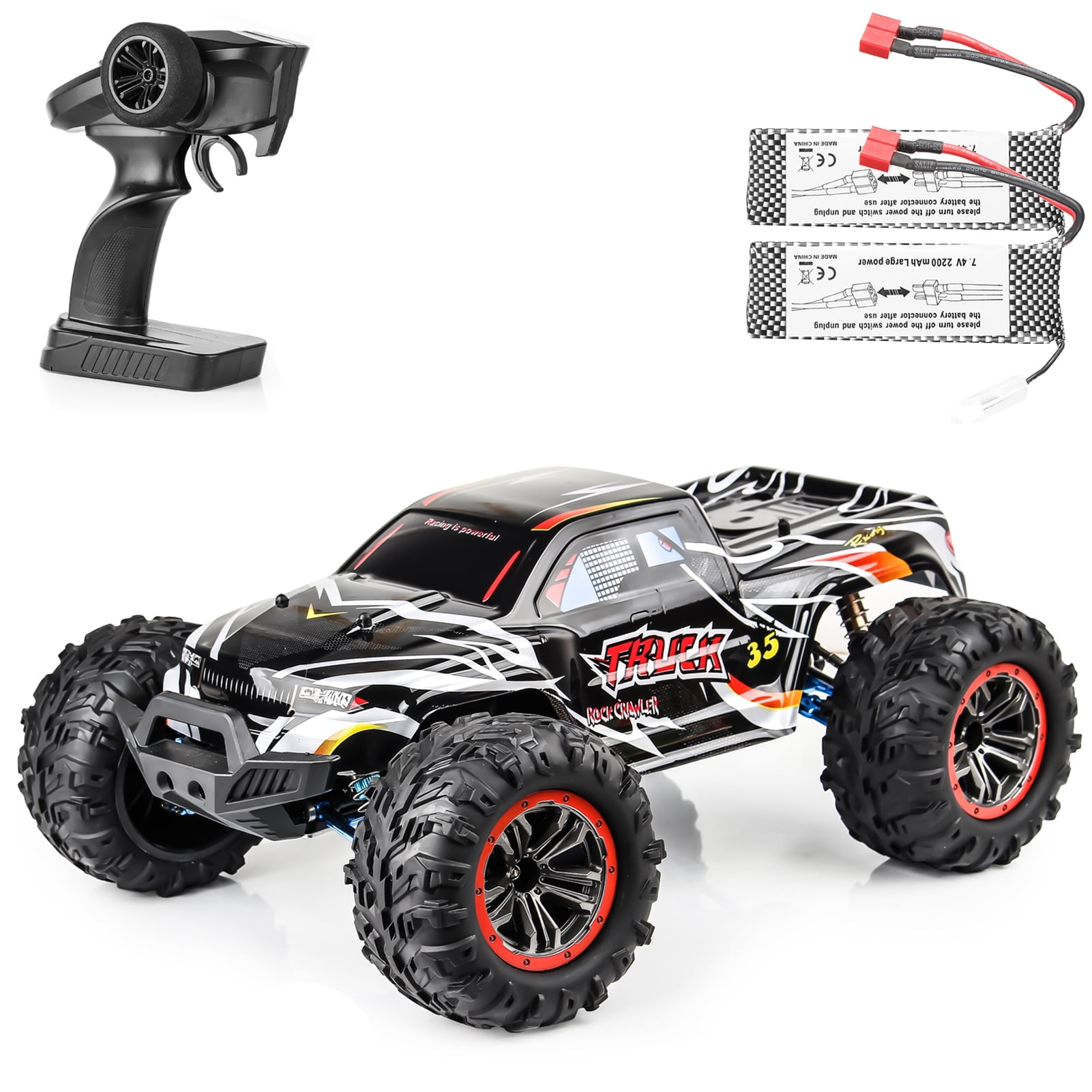 Arealer F19A RC Car 1/10 4WD 70km/h 2.4GHz Brushless Off-Road Car High Speed Racing Car Suitable for All Terrain Remote Control Car 2 Battery