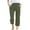 Army Green, variant on Womens Pants Casual Solid Color Weave Breathable 7/8 Pants Travel Trousers Beige