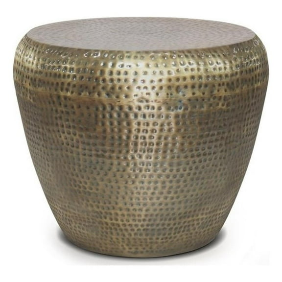 Maklaine Modern Industrial 22" Metal Metal Side Table in Antique Gold