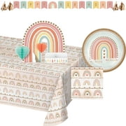 Boho Rainbow Party Supplies and Decorations Kit, Serves 8