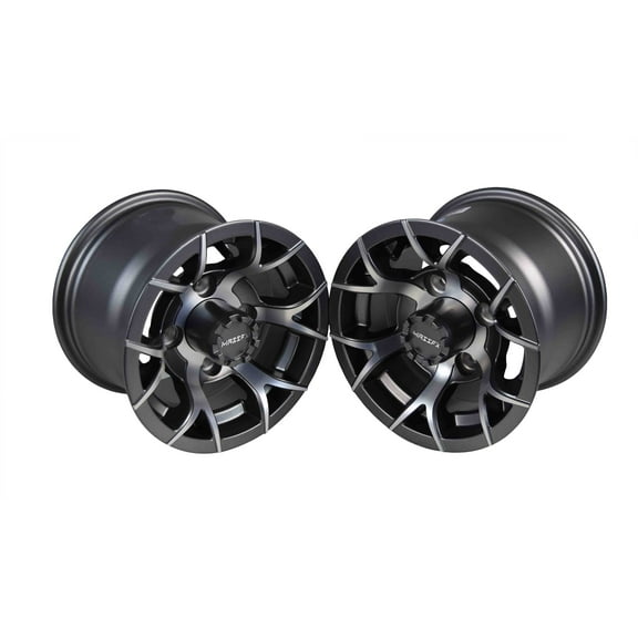MASSFX 10x7 Golf Cart Rims with 4/101.6 or 4 on 4" Bolt Pattern-Gun Metal Grey-2 pk