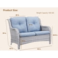 thumbnail image 6 of PARKWELL Patio Rattan Seat Sofa Cushioned Loveseat,Outdoor Wicker Furniture,Light Blue, 6 of 6