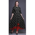 thumbnail image 2 of Bimba Black Spiral & Paisley Block Indian Kurtis For Women Anarkali Kurti Printed Long Asymmetrical Regular Fit Tunic-XX-Large, 2 of 5