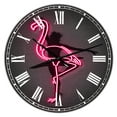 thumbnail image 1 of DesignArt Neon Pink Flamingo and Ballerina Large Wall Clock, 1 of 2