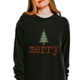 thumbnail image 2 of Merry Christmas Tree Stars - Women's Garment Dyed Long Sleeve Graphic T-Shirt, 2 of 11
