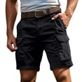 thumbnail image 4 of Men's Running Shorts Casual Elastic Waist Cargo Shorts Outdoor Loose Fit Solid Color Pocketed Walking Bottoms, 4 of 8