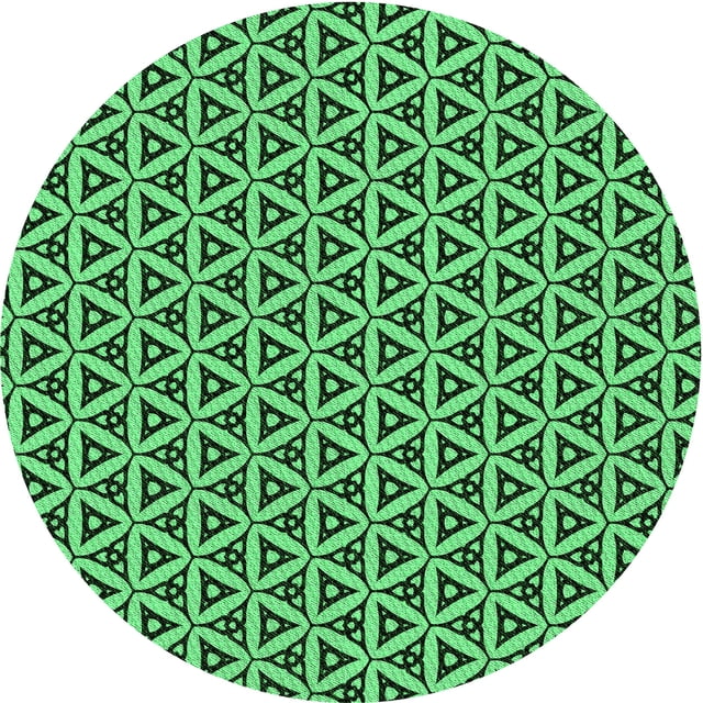 Ahgly Company Machine Washable Indoor Round Transitional Deep Emerald Green Area Rugs, 6' Round
