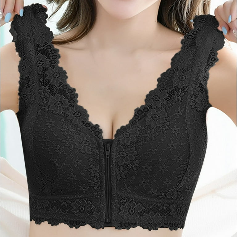 COMVALUE Sexy Lace Mastectomy Bras for Women Front Closure Underwear Wire  Free Breast Prosthesis Sports Bra (Purple, XL)
