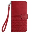 thumbnail image 2 of For Iphone 15 Plus Rhombic Texture Leather Phone Case With Lanyard(Red),iPhone 13 Pro, 2 of 7