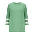thumbnail image 3 of Admvng Tops for Women Trendy New Solid Color Round Neck 3/4 Sleeve Casual Tops T-shirt S-2XL, 3 of 6