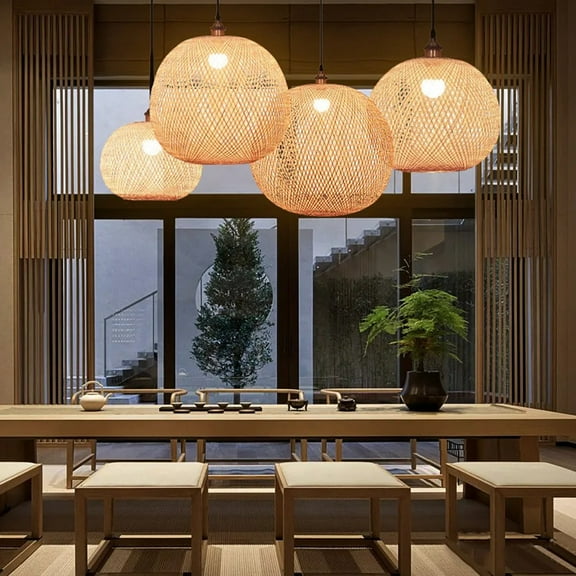 UEEYAC Japanese Style Bamboo Restaurant Pendant Light Decorative Lampshade