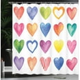 thumbnail image 4 of Ambesonne Grunge Shower Curtain, Watercolor Heart Romance, 69"Wx84"L, Red Blue Yellow, 4 of 5