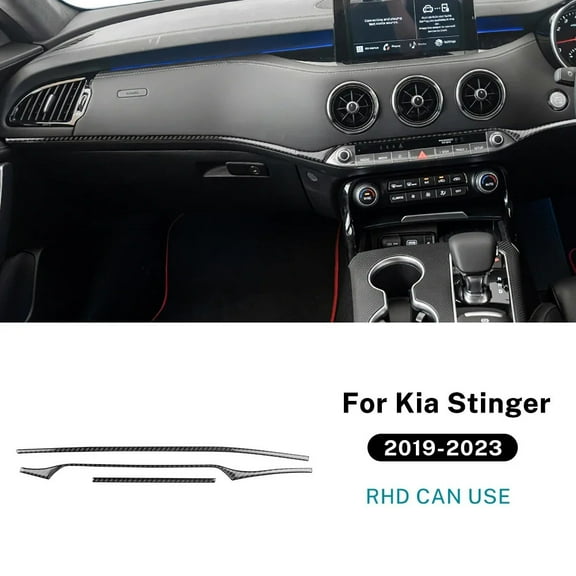 Real Soft Carbon Fiber For KIA Stinger 2019 2020 2021 2022 2023 LHD RHD Car Central Control Strip Sticker Interior Accessories.