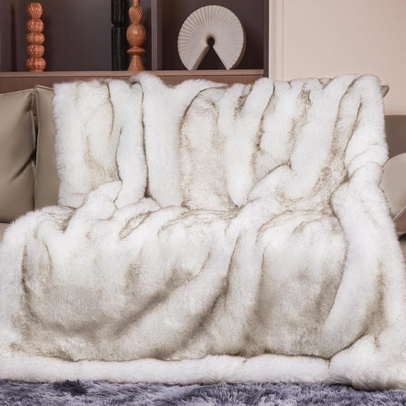 Faux Fur Throw Blanket, Super Thick Warm Cozy Heavy Blankets for Couch Bed Sofa, Plush Fuzzy Elegant Winter Reversible Mink Blanket for Living Room Bedroom 50''x60''