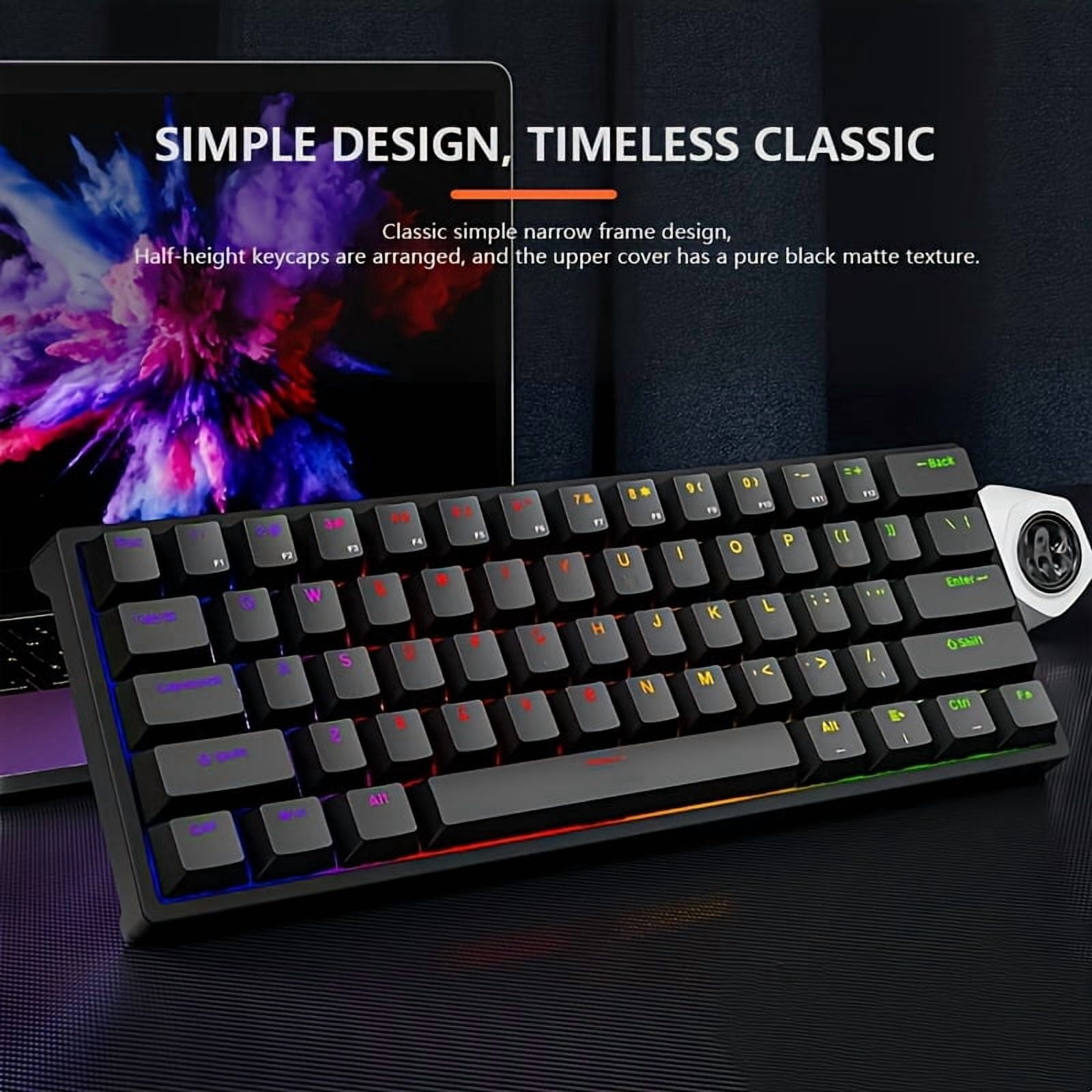 61 key wired mechanical keyboard with RGB backlight double shot keycaps compact portable design type c cable connection full key