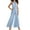 Light Blue, variant on Aayomet Womens Jumpsuits Dressy Women Casual Solid Neck Hanging Sleeveless Pleated Jumpsuit Backless Button Belt Rompers,Dark Blue XL