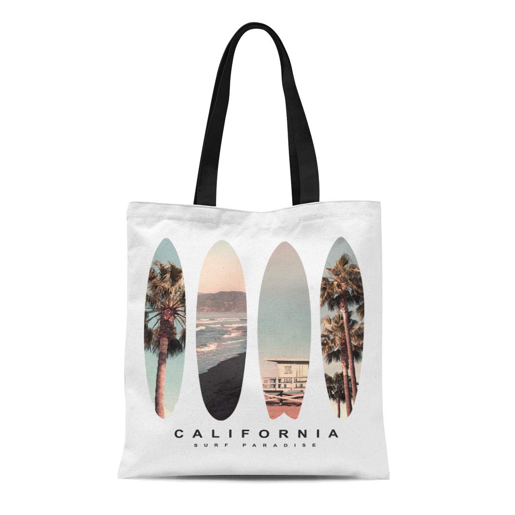 KDAGR Canvas Tote Bag Surf Surfboard California Tee Graphics Beach