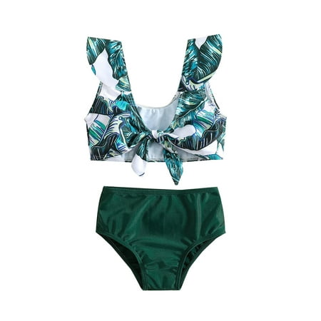 

Nituyy Kids Girls 2 Piece Swimsuits Bikini Bathing Suit Fly Sleeve Tops Shorts Swimwear Set