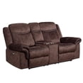 thumbnail image 2 of Global Furniture USA Domino Coffee Faux Leather Power Console Reclining Loveseat, 2 of 6