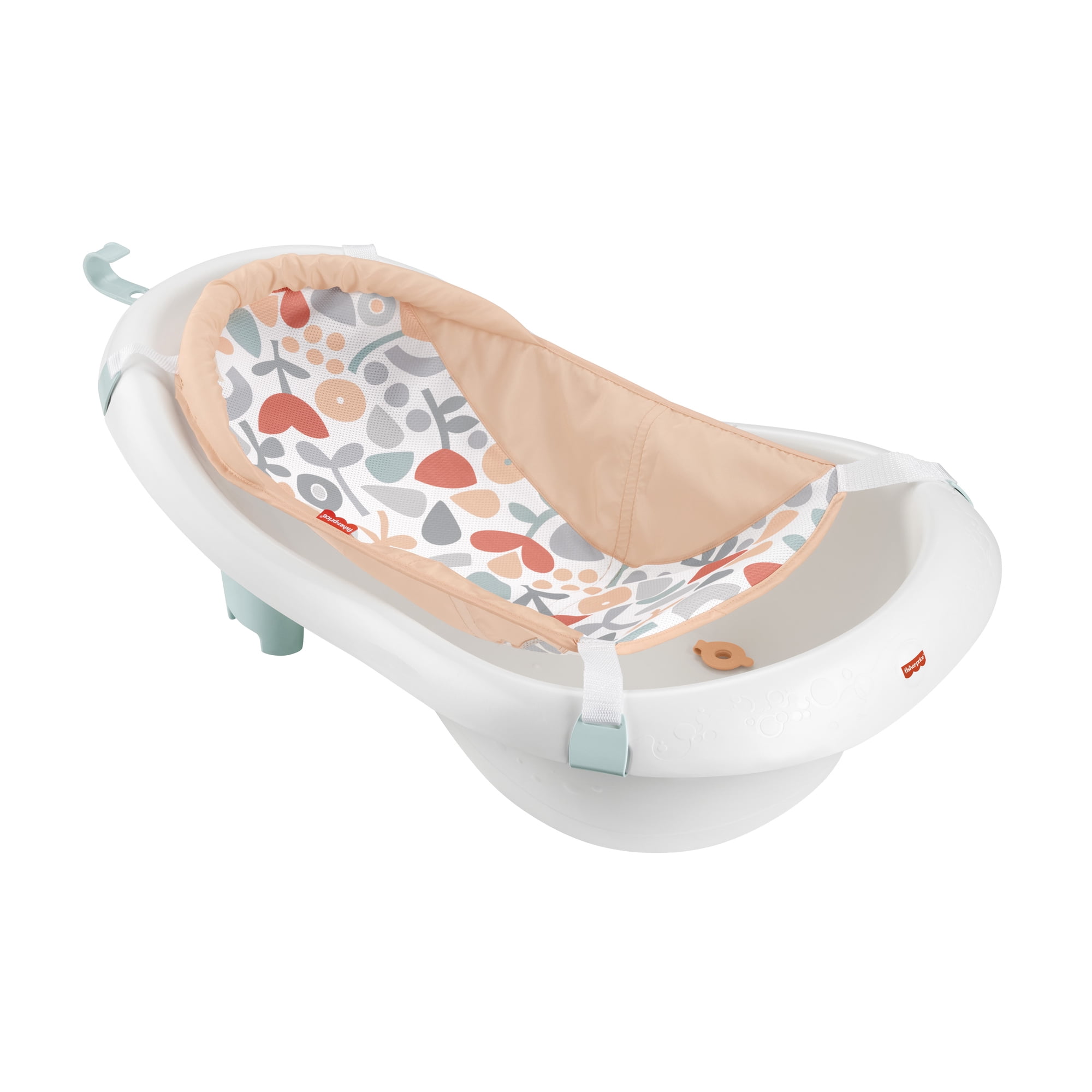 Fisher-Price Baby to Toddler Bath 4-in-1 Sling ‘n Seat Tub with Removable Infant Support and 2 Toys, Summer Blossoms