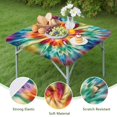 thumbnail image 4 of Colorful Tie Dye Mandala Pattern Square Fitted Tablecloth with Elastic Edge,Square Table Cover,Washable Elastic Table Cover for Home Kitchen Party Decor 34"x34", 4 of 6