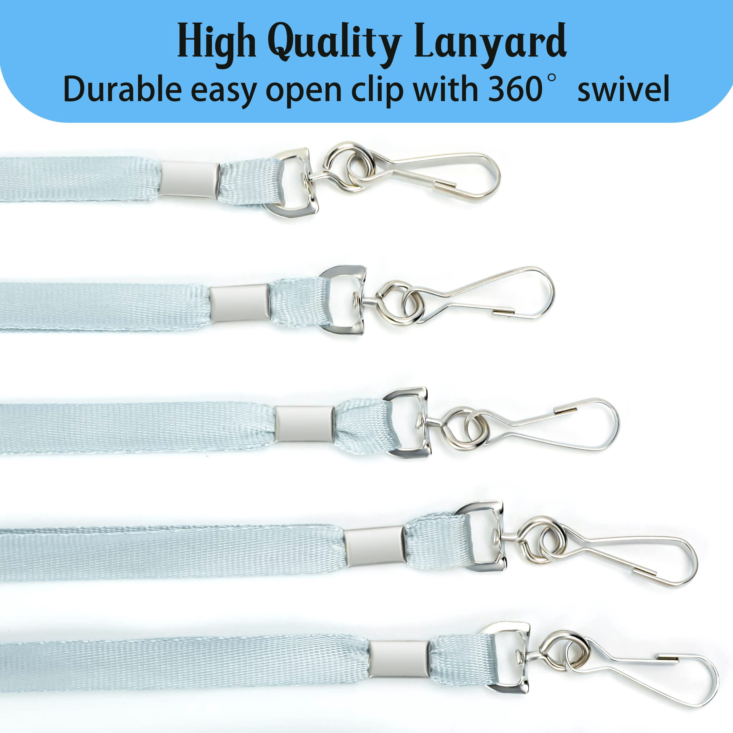 Lanyards For Id Badges Safety Badge Lanyard 36" With Swivel Hook (gray)