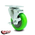 thumbnail image 2 of 4 Inch Green Polyurethane Wheel Swivel Top Plate Caster with Brake, 2 of 2