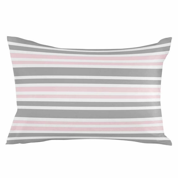 Outdoor Waterproof Throw Pillow Covers Set of 2 Pink Stripes Decorative Pillowcases Lumbar Outdoor Pillows Cushion Case 20x12 Inch Contrast Gray Lines Striped Patio Pillows for Couch Sofa Bed Garden