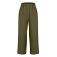 thumbnail image 4 of VEKDONE Summer Linen Straight Trousers for Women High Elastic Waist Ankle Pants Loose Fit Plus Size Lounge Pant with Pockets Solid Color Lightweight Long Pants ZB Army Green 5X-Large, 4 of 7