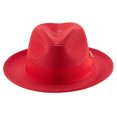thumbnail image 3 of Men's Braided Wide Brim Pinch Fedora Matching Grosgrain Ribbon Hat in Red H-42, 3 of 4