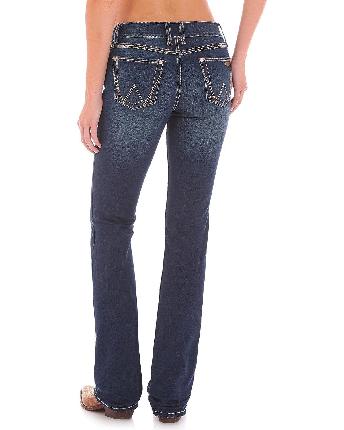 wrangler women's retro indigo w back pocket mae jeans boot cut - 09mwzht -  
