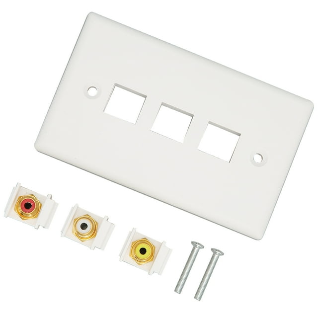 Placa de pared 3 RCA chapada en oro 1080P resistente a la corrosión, placa de pared con conector hembra RCA multipropósito para cine en casa AV