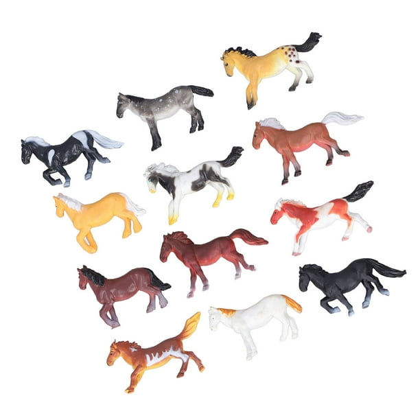 Fugacal 12Pcs Toy Horses High Simulation Durable Plastic Different