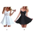 thumbnail image 4 of Vestido de mujer de encaje de verano con cuello en V y correa para la playa en casa, L, negro Eigraketly AP001718-03, 4 of 6