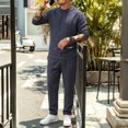 thumbnail image 2 of PNTUTB Fall Winter Men's Solid Color Outfit Sets Crew Neck Long Sleeve Top Elastic Waist Drawstring Pant Two Piece Set Loose Comfort Daily Casual Sets, 2 of 7