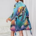 thumbnail image 2 of Sea Turtle Realistic Night Robe Long Sleeve V Neck Robe With Belt Women's Sleepwear Dresses, 2 of 9
