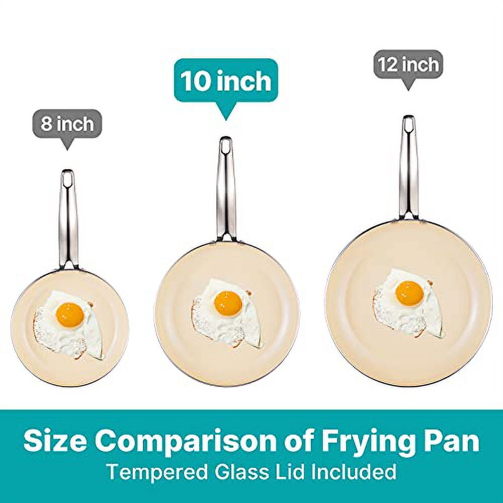 TECHEF - CeraTerra 8 & 12 Ceramic Nonstick Frying Pan Skillet, (PTFE,  PFAS, and PFOA Free), Dishwasher Oven Safe, Stainless Steel Handle