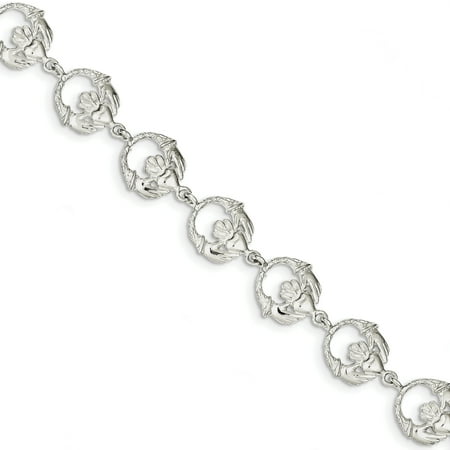 Sterling Silver Claddagh Bracelet - 925 Sterling Silver Irish Claddagh Celtic Knot Bracelet 7 Inch Fancy Gifts For Women For Her
