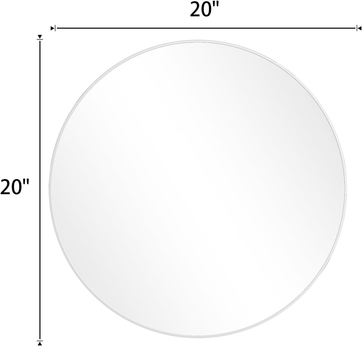 Gleamira 20" Round Wall Vanity Mirror Bathroom Mirror with Aluminum Alloy Frame, White