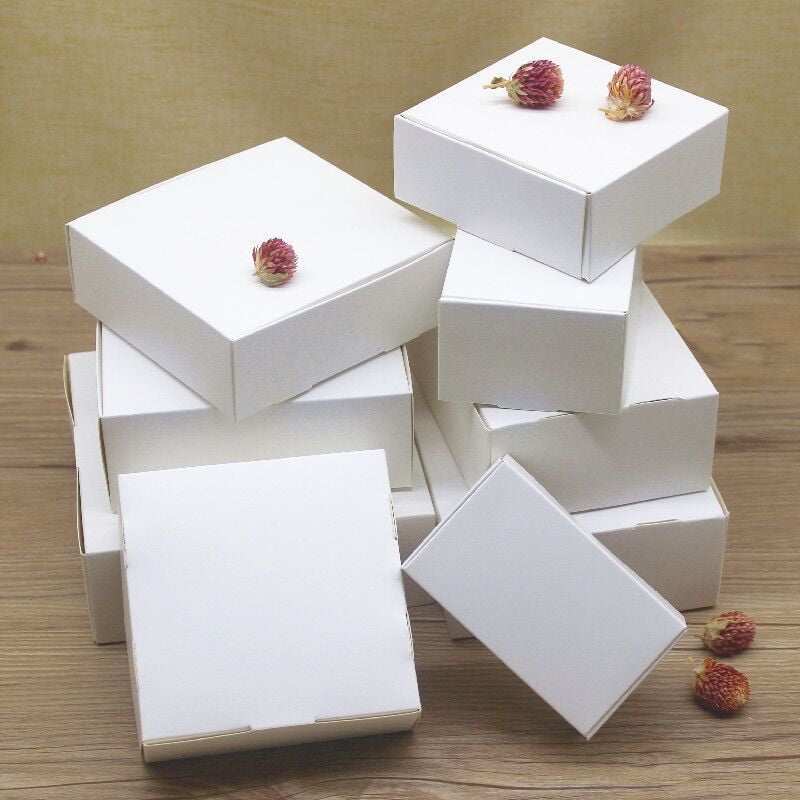 10pcs/lot Kraft Gift Paper Box Mult Size White Paper Cardboard 2 Colour Option